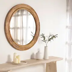 CASA CANTABRIA - Espejo Madera Redondo Marco 85Cm