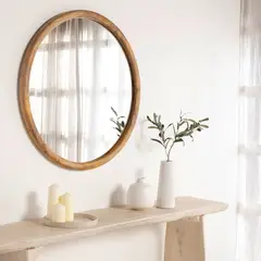 CASA CANTABRIA - Espejo Redondo Madera 80cm