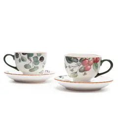 ROBERTA ALLEN - Set x2 Tazas de Té con Plato Cerámica Frutas