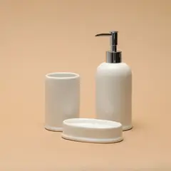 BASEMENT HOME - Set Accesorios De Baño Cerámica Blanca