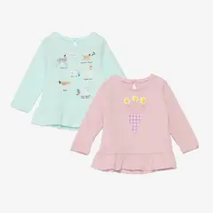 YAMP - Polo Bebé Niña Pack X2 Manga Larga Algodón