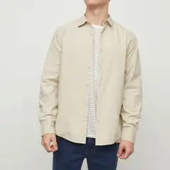 BASEMENT - Camisa Manga Larga Cuello Clásico Algodón