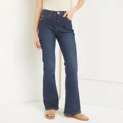 BASEMENT - Jean Flare Tiro Alto Mujer