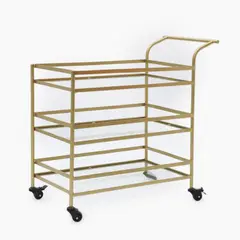BASEMENT HOME - Carro De Bar New Martir 3 Repisas Dorado