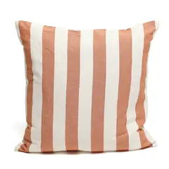 BASEMENT HOME - Funda de Cojín Lino Algodón Rayas Terracota 50x50cm