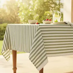 BASEMENT HOME - Mantel Cotton Líneas Verde 180x240cm