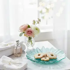 ANIS SAMANEZ - Plato de Sitio Vidrio Turquesa