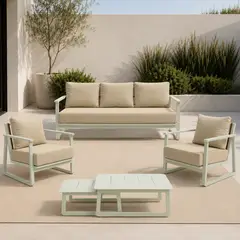 BASEMENT HOME - Juego De Sala De Terraza Sicilia 3-1-1 Cuerpos Con Mesa De Centro