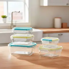 MICA - Set x10 Piezas Taper Hermético de Vidrio Apto para Horno y Microondas