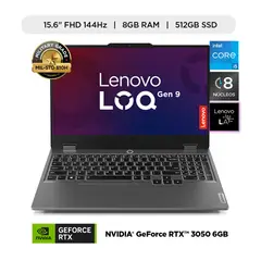 LENOVO - Gamer Intel® Core i5 RTX3050 8GB 512GB SSD LOQ 12° Gen 15.6" FHD 144hz