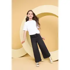 YAMP - Jean Wide Leg Niña Algodón Tiro Medio