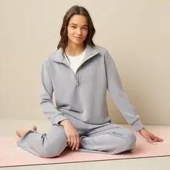 DIADORA - Polera Half Zipper Deportiva Yoga Mujer