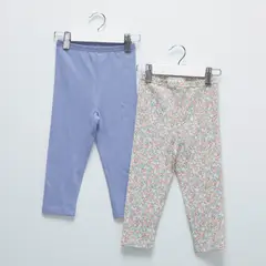 YAMP - Pack de 2 Leggins Algodón Bebé Niña Estampado y Liso