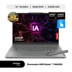 LENOVO - Laptop IdeaPad 5 2-en-1 , AMD Ryzen 7 8845HS, 16GB ram, 512GB ssd, 14"wuxga touch + lapiz