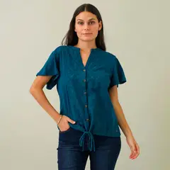 NEWPORT - Blusa Casual Algodón Mujer Manga Corta