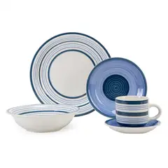MICA - Juego de Vajilla Cerámica 20 Piezas Azul Clásico