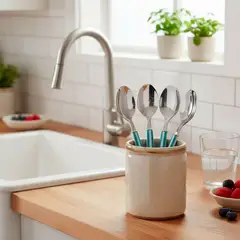 MICA - Set X4 Cucharas De Té Rayas Turquesa