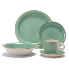 MICA - Juego de Vajilla Cerámica 20 Piezas Turquesa Clásico