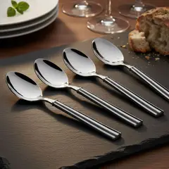 MICA - Set X4 Cucharas De Sopa Rayas Negro