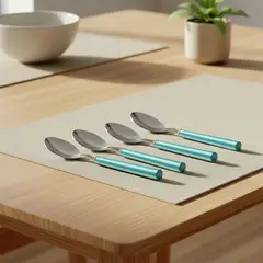 MICA - Set X4 Cucharas De Sopa Rayas Turquesa