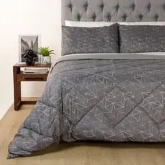 AMBIENTA - Juego de Cama: Edredón Gris + Juego de Sábanas