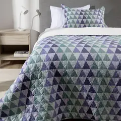 MICA - Cubrecama Estampado Mar con Sherpa