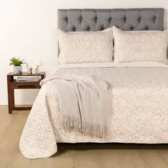 MICA - Cubrecama Estampado Mar con Sherpa