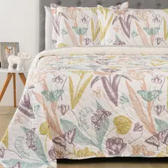 MICA - Cubrecama Estampado Mar con Sherpa