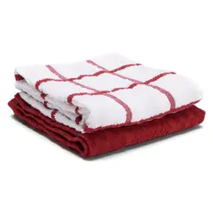 MICA - Set X2 Paños De Cocina Cuadrados Rojos
