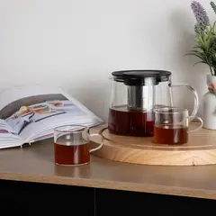 MICA - Set Tetera Y 2 Tazas De Vidrio 140 Ml