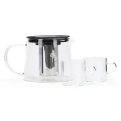 MICA - Set Tetera Y 2 Tazas De Vidrio 140 Ml