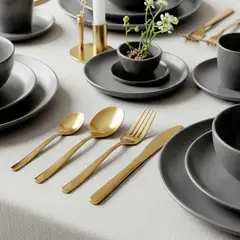 BASEMENT HOME - Juego De Cubiertos Dorado 24 Pzs