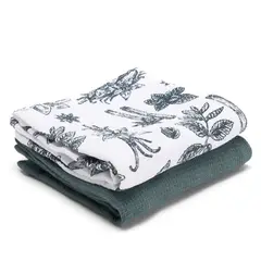 MICA - Set X2 Paños De Cocina Flores Azul