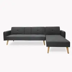 MICA - Futón Seccional Convertible Domingo 3 Cuerpos Derecho 2 Plz con Posavasos