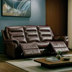 BASEMENT HOME - Sofá Reclinable Eléctrico New Paul 3 Cuerpos Cuero Combinado