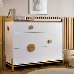 MICA KIDS - Cómoda Tessa Blanco/Wood 3 Cajones 1 Puerta