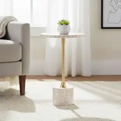 ROBERTA ALLEN - Mesa Auxiliar Beige De Flores 48cm