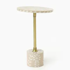 ROBERTA ALLEN - Mesa Auxiliar Beige De Flores 48cm