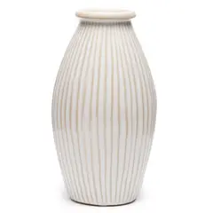 MICA - Florero Blanco Rayas 12x22cm