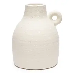 BASEMENT HOME - Jarrón Blanco De Cerámica 14x17cm