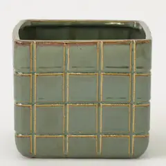 MICA - Maceta Cerámica Cuadrados Verdes