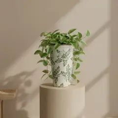 ROBERTA ALLEN - Maceta Blanca con Flores Verdes Interior/Exterior 25cm