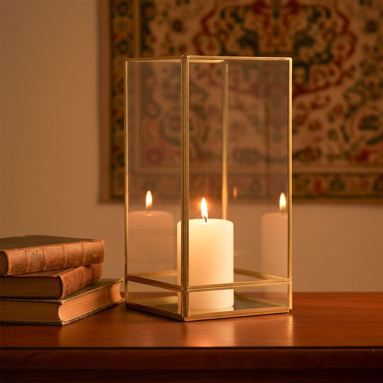 Farol Dorado De Vidrio