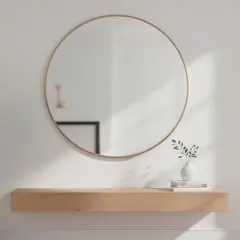 BASEMENT HOME - Espejo Redondo de Metal Dorado