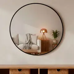 BASEMENT HOME - Espejo Redondo de Metal Dorado