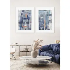 BASEMENT HOME - Set2 Cuadros Abstracto Azúl 50x70x3cm