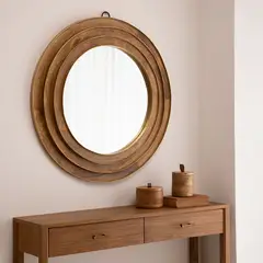 BASEMENT HOME - Espejo Redondo Madera 90cm