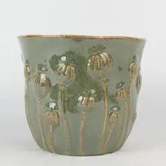 ROBERTA ALLEN - Florero Flores Verde 16x15cm