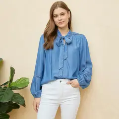 ELLE - Blusa Manga Larga Casual Mujer