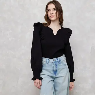 SYBILLA - Blusa Manga Larga Casual Mujer